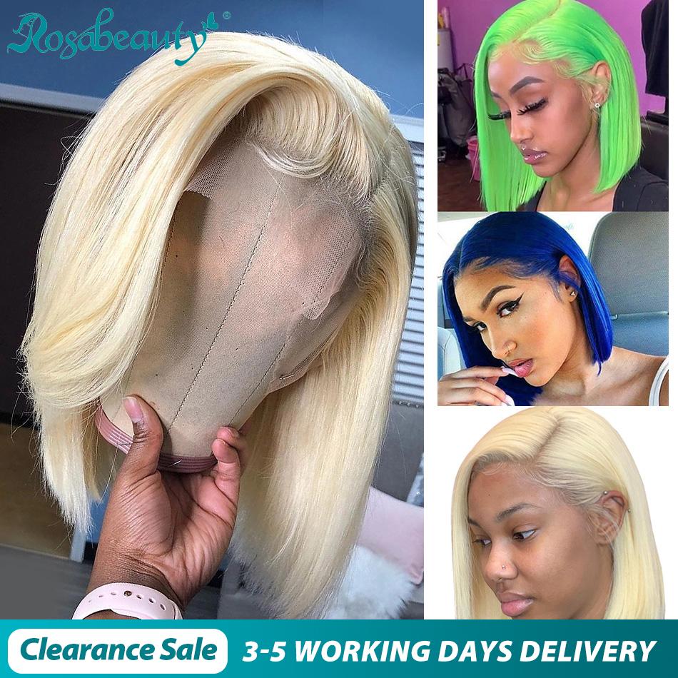 4x4 #613 Blonde Straight Bob Wig Human Hair Lace Front Wig Silky Blunt Cut