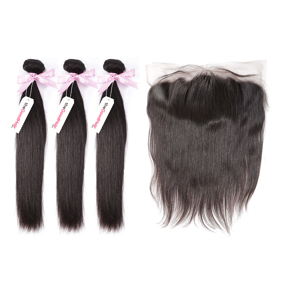 7A 3 Bundles Brazilian Hair With Frontal Straight