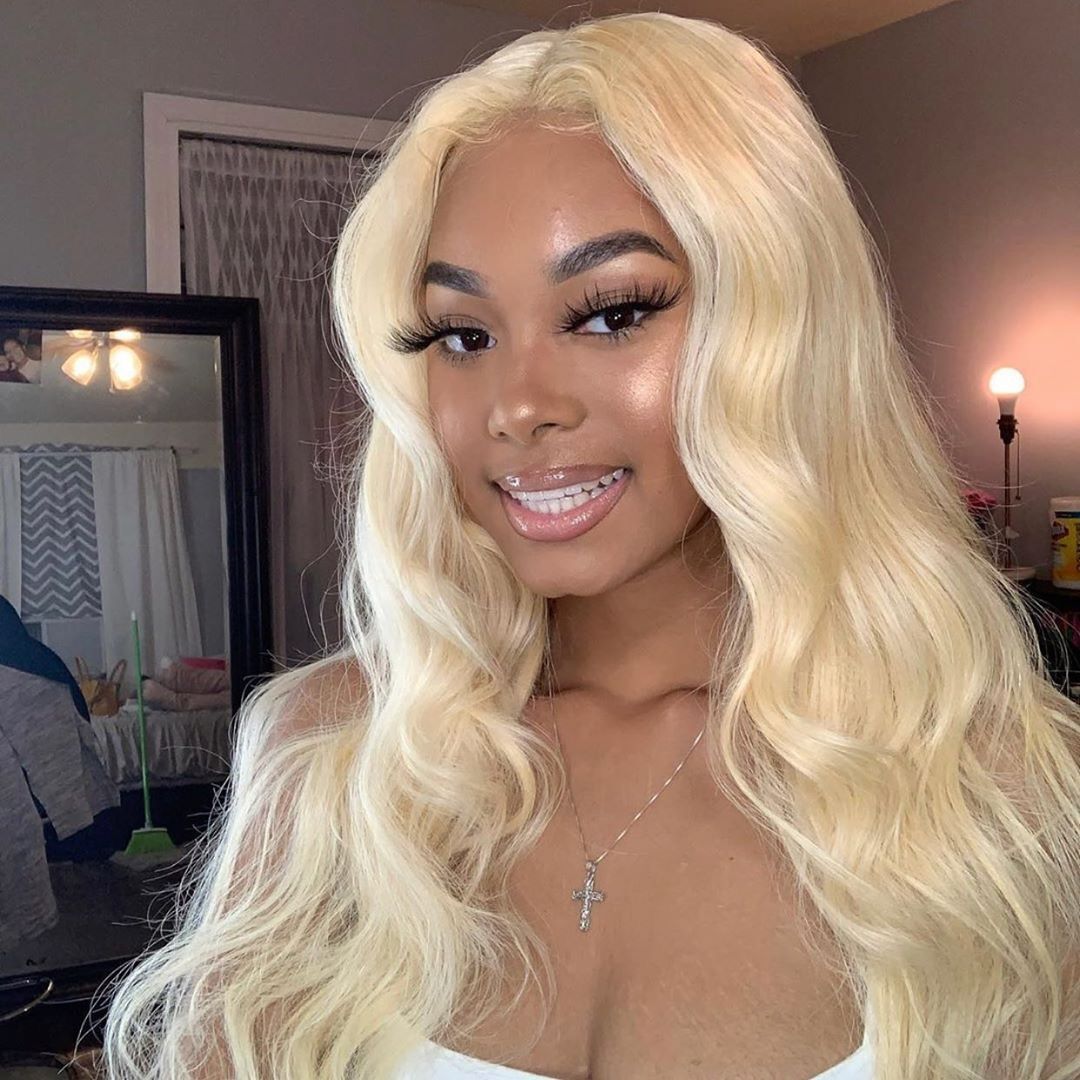 13x4 #613 Body Wave Blonde Hair Virgin Human Hair Lace Front Wig