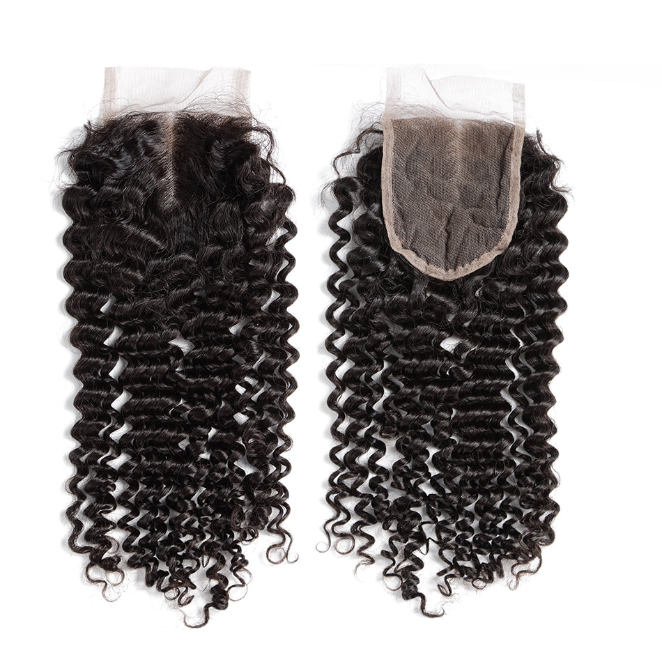 7A 3 Bundles Hair Weave Brazilian Hair With Lace Closure Deep Curly