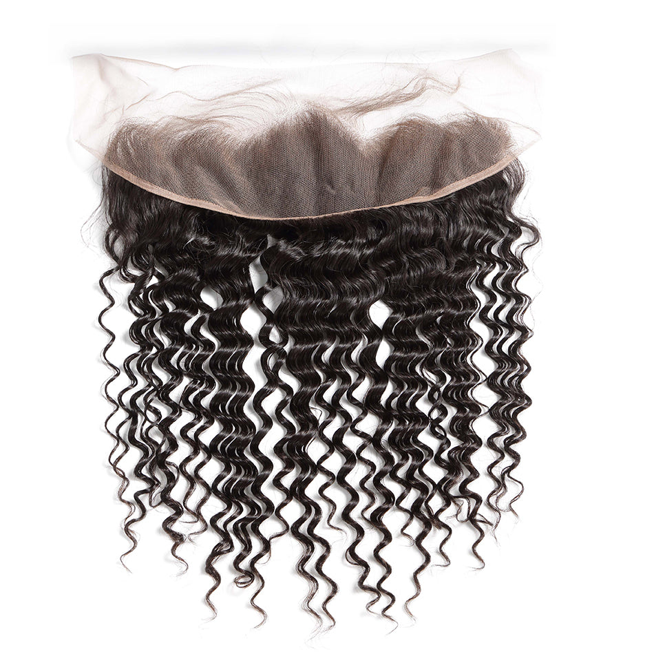 7A 3 Bundles Brazilian Hair With Frontal Deep Curly