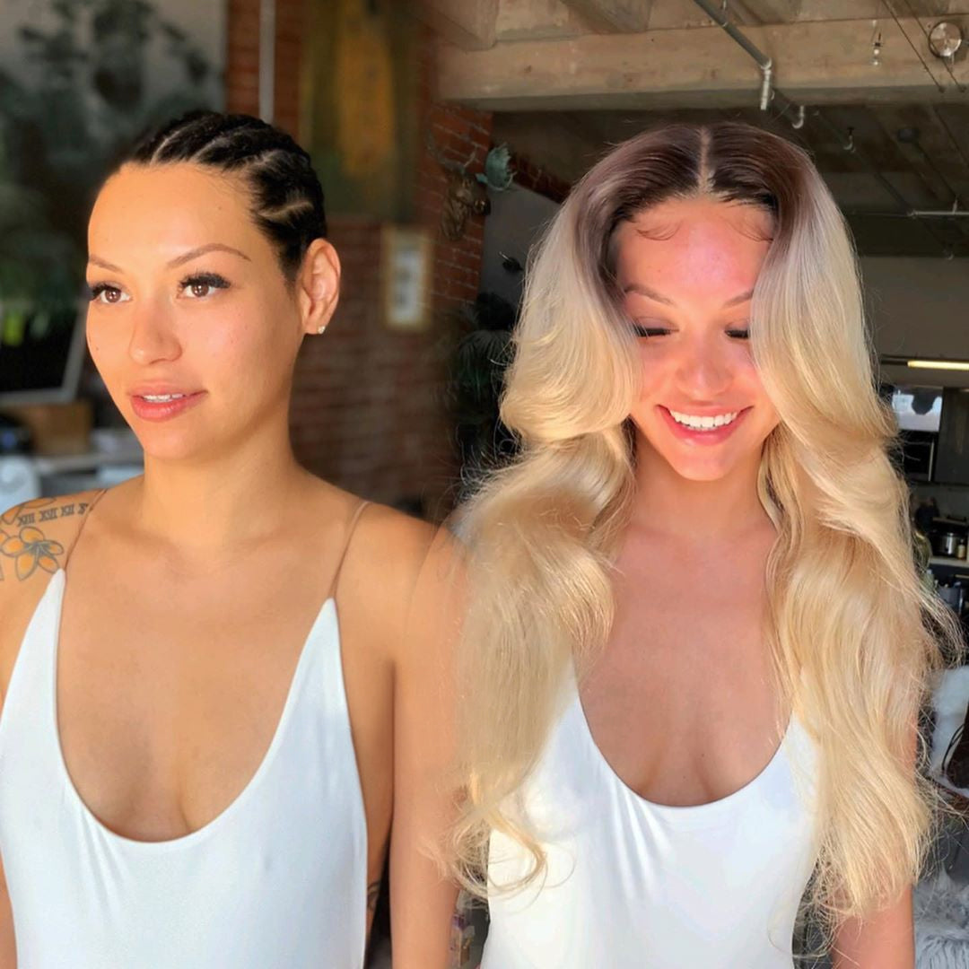 #1B/613 blonde body wave lace front wig human virgin hair