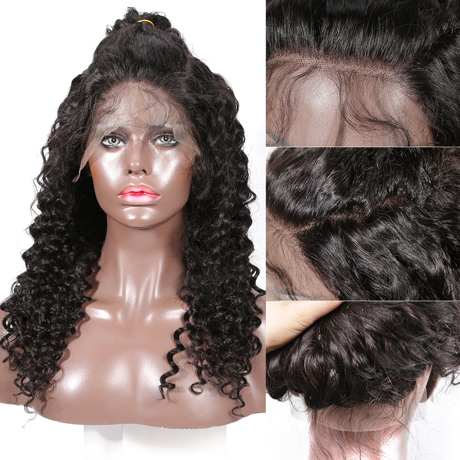 250% High density frontal lace wig pre plucked deep curly