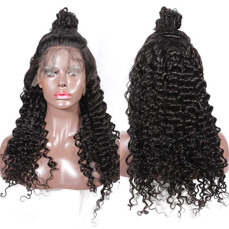 250% High density frontal lace wig pre plucked deep curly