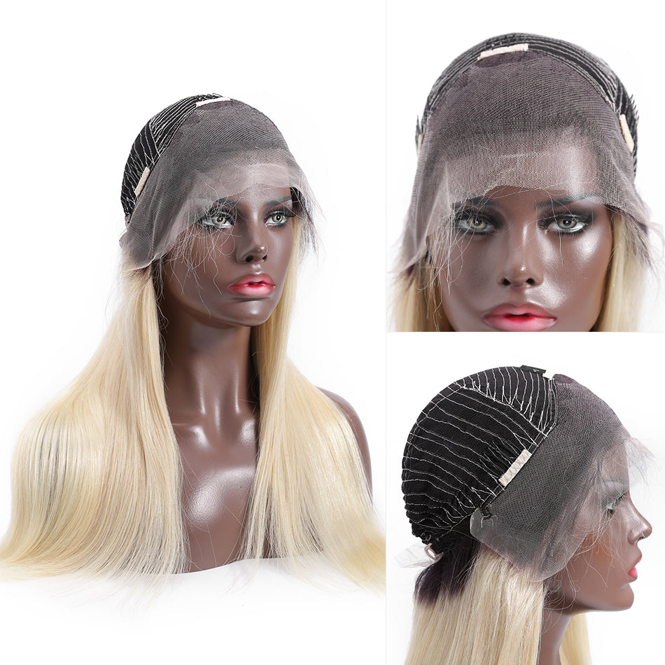 #1B/613 blonde straight lace front wig human virgin hair