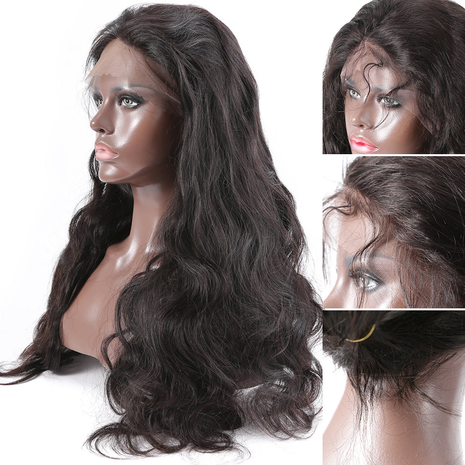 250% High density frontal lace wig pre plucked body wave