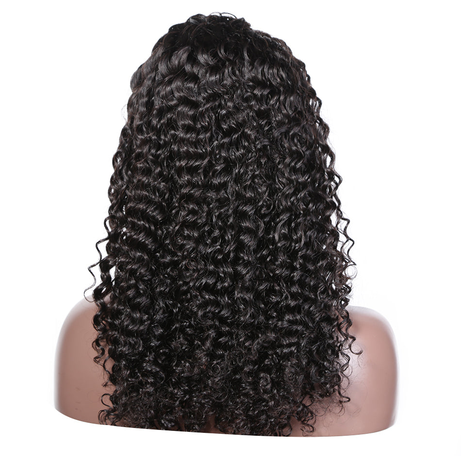 Pre bleached knots best virgin human hair full lace wig deep curly