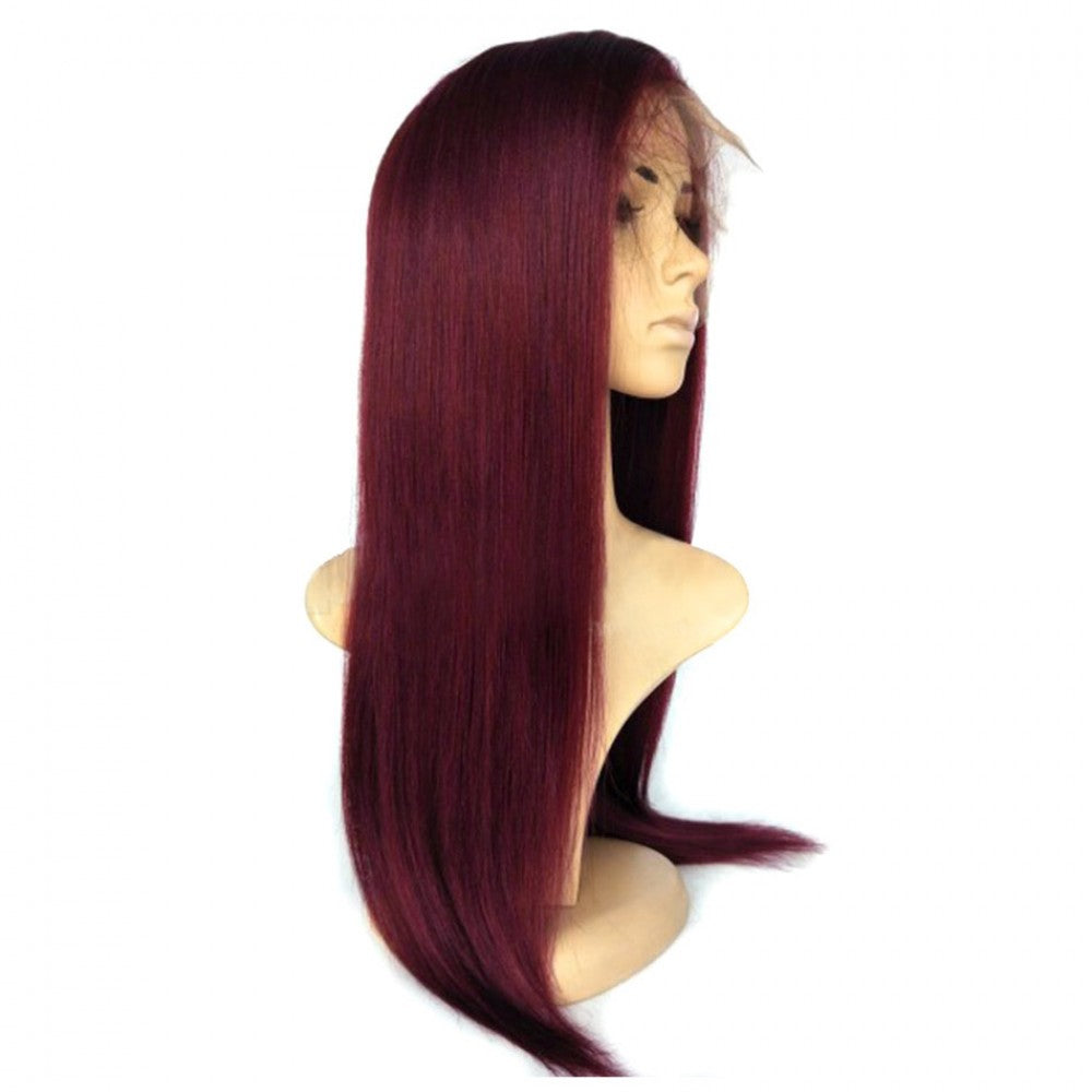 99J Lace Front Human Hair Wigs For Black Women Long Straight Brazilian Remy Lace Frontal Wig