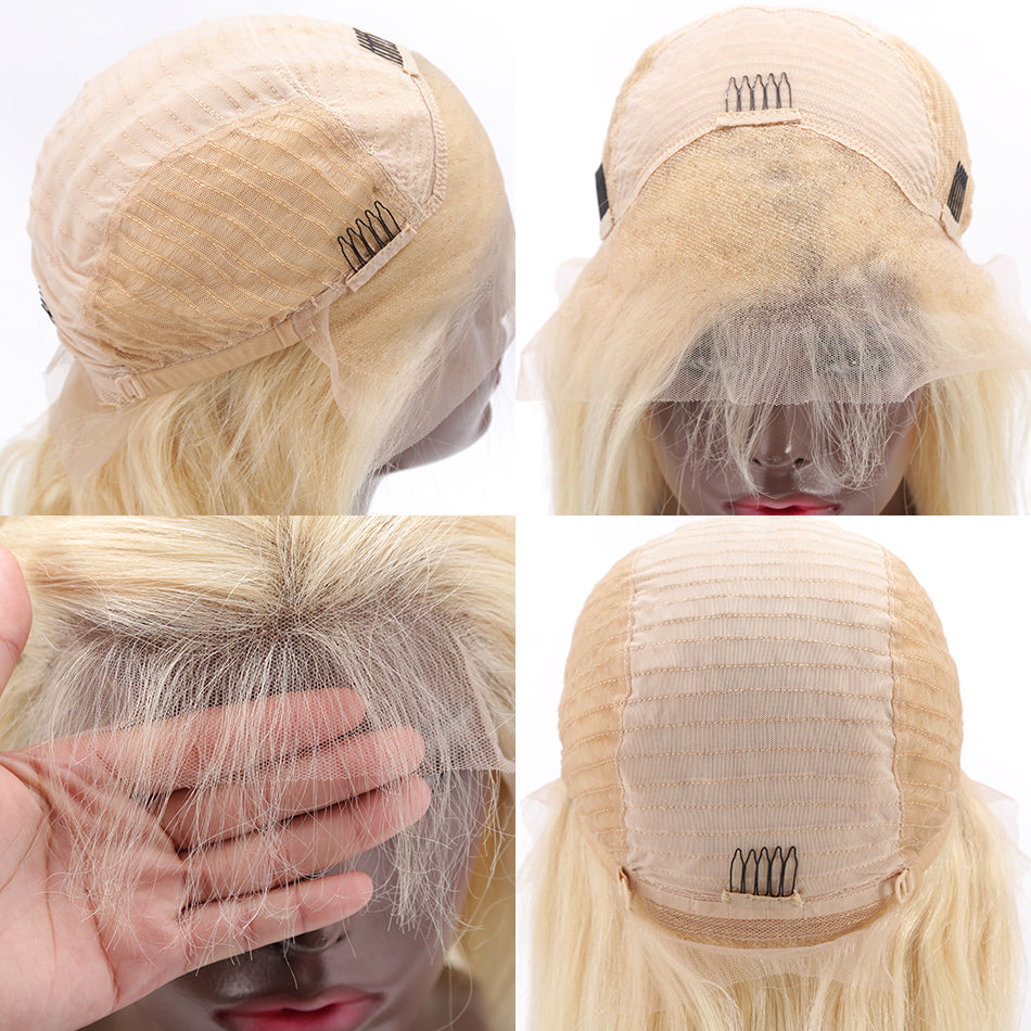 Straight #613 blonde bob wig silky blunt cut frontal wig