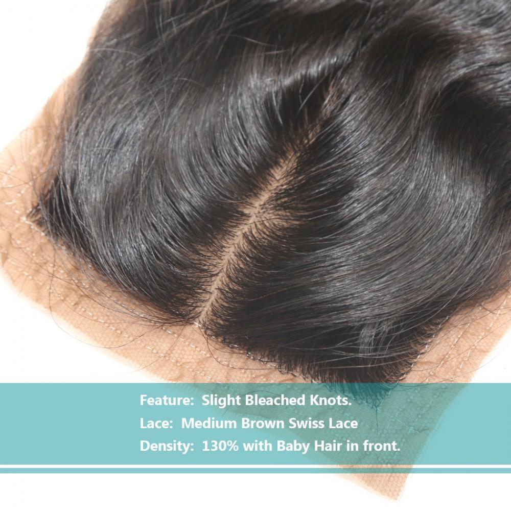 7A 4 Bundles Hair Weave Brazilian Hair With Silk Base Closure Loose Wave