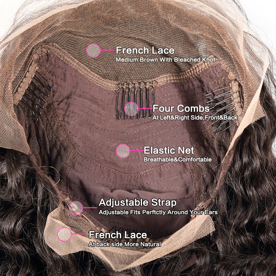 250% High density frontal lace wig pre plucked loose wave