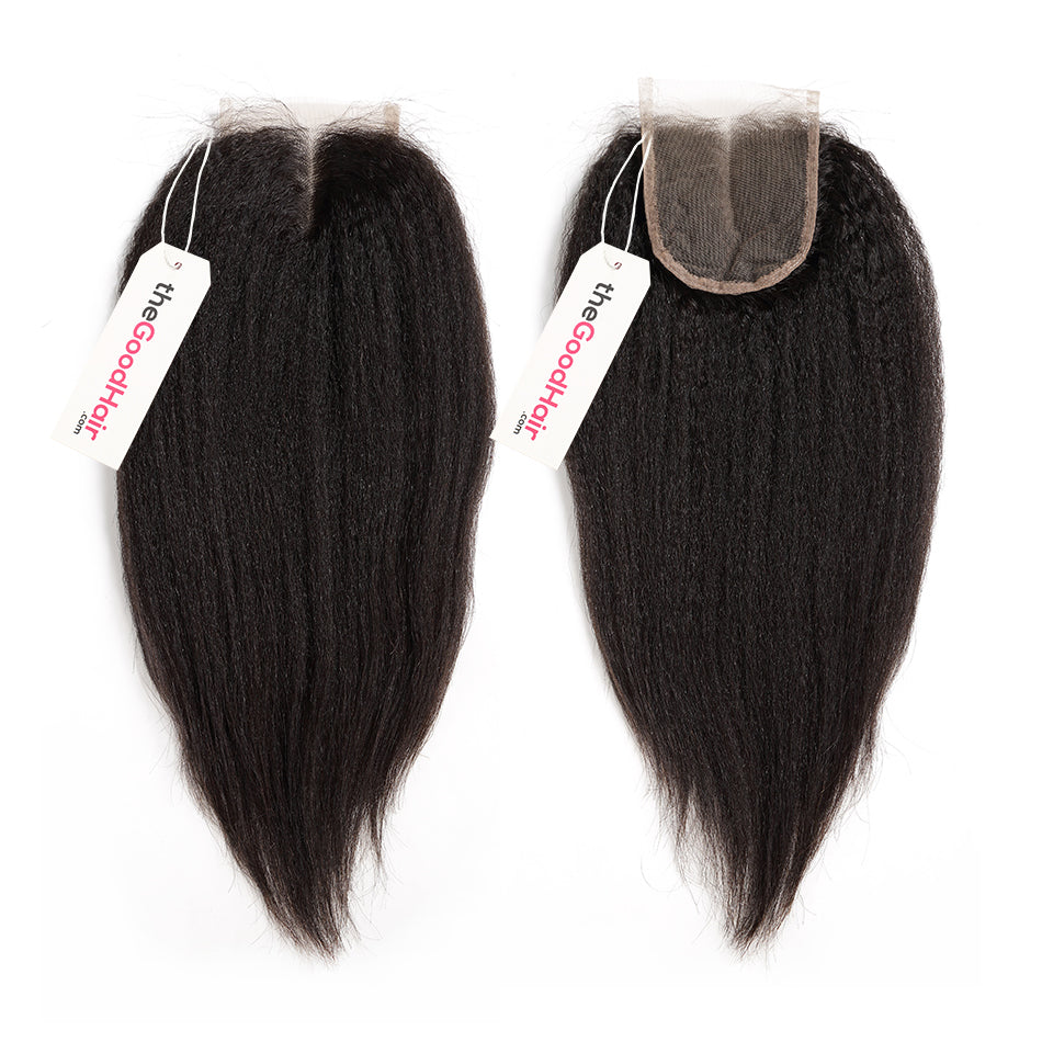 4x4 lace closure brazilian hair Kinky Straight