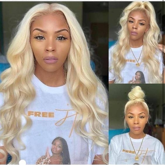 13x4 #613 Body Wave Blonde Hair Virgin Human Hair Lace Front Wig