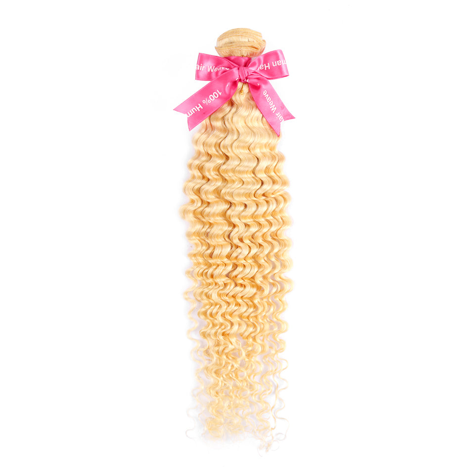 613 100% Human Virgin Blonde Hair Deep Wave 1-3 Bundles