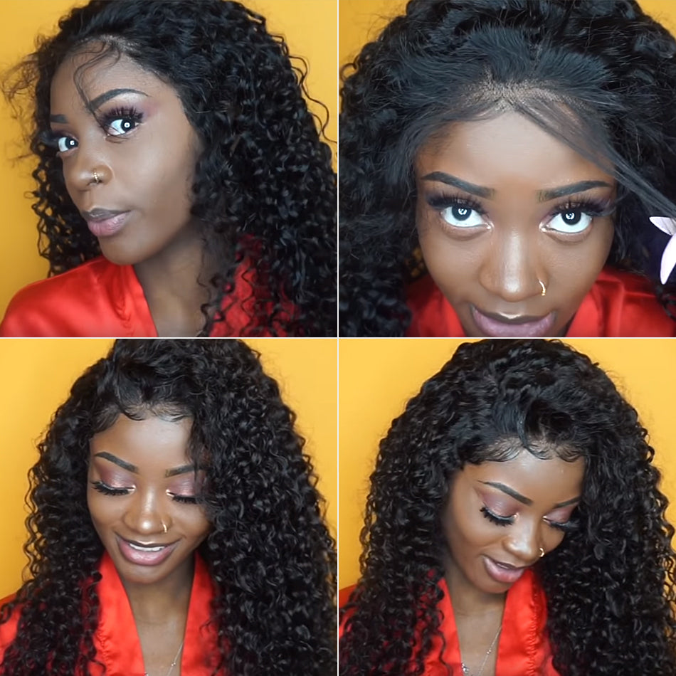 250% High density frontal lace wig pre plucked deep curly