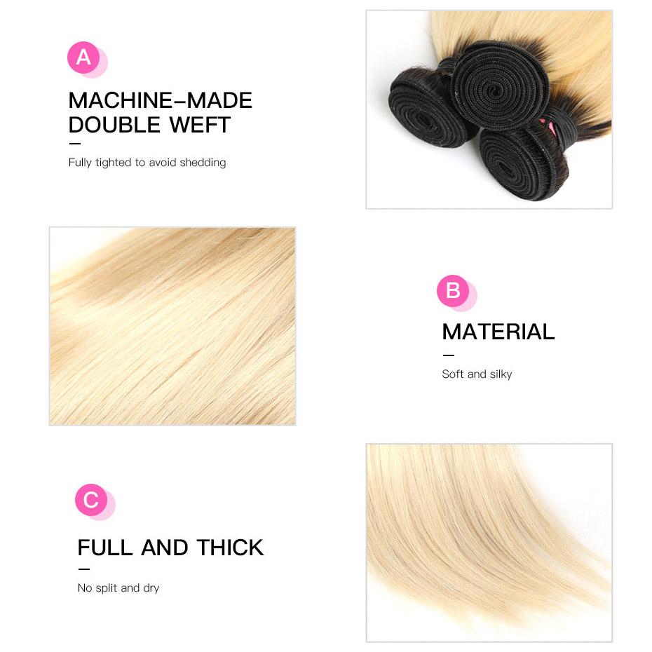 8A #T1B/613 Straight Hair Bundles 1:9