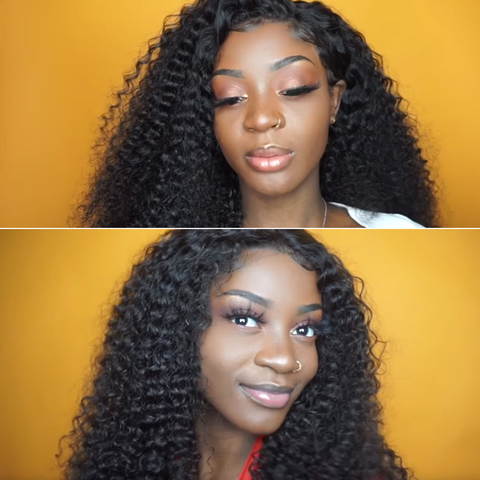 150% Human Hair Kinky Curly Front Lace Wig with Baby Hair