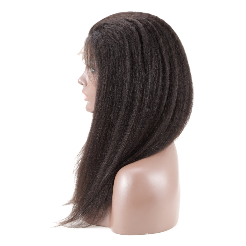 150% Human Hair Kinky Straight Front lace Wig