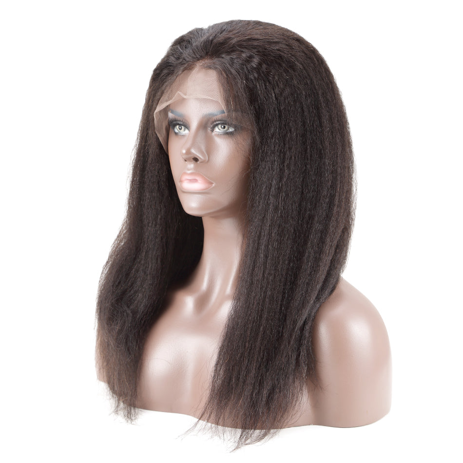 150% Human Hair Kinky Straight Front lace Wig