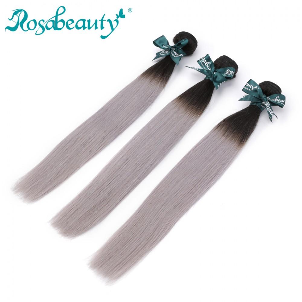 8A Straight Ombre Grey Hair Bundles 3:7