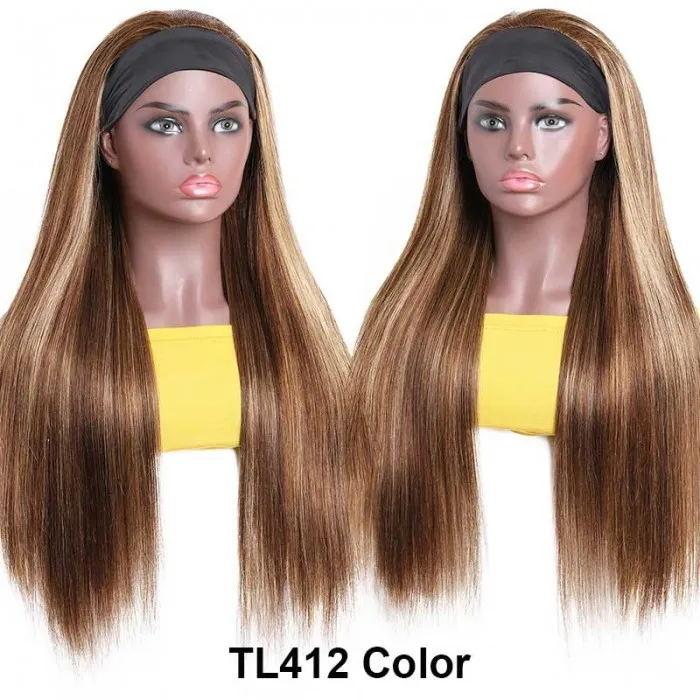 #1B/412 Ombre Color Highlight Straight Headband Wigs Virgin Human Hair