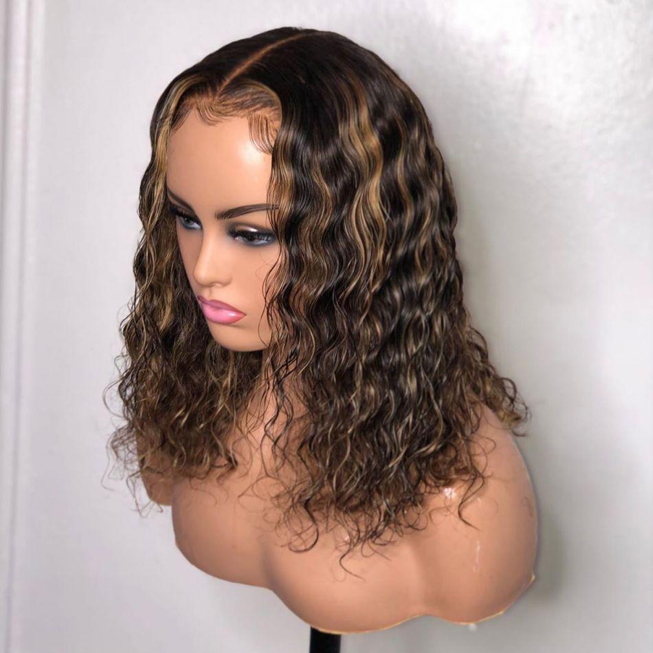 #4/27 Water Wave Highlight Bob Wig Ombre Virgin Human Hair