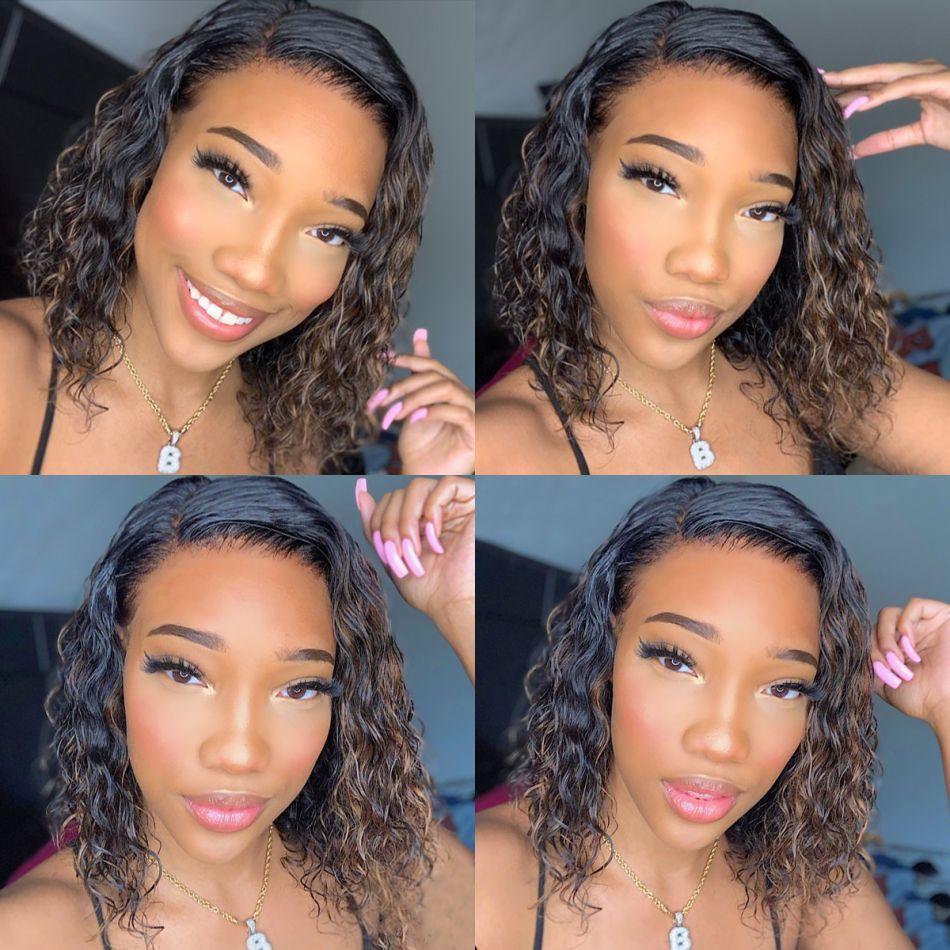 #4/27 Water Wave Highlight Bob Wig Ombre Virgin Human Hair