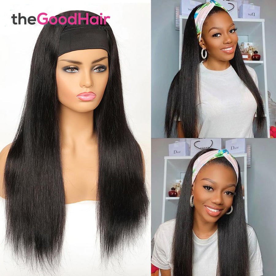Straight Headband Wig Virgin Human Hair(Get Free Headband)