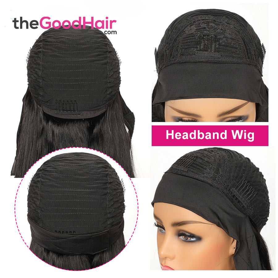 Straight Headband Wig Virgin Human Hair(Get Free Headband)