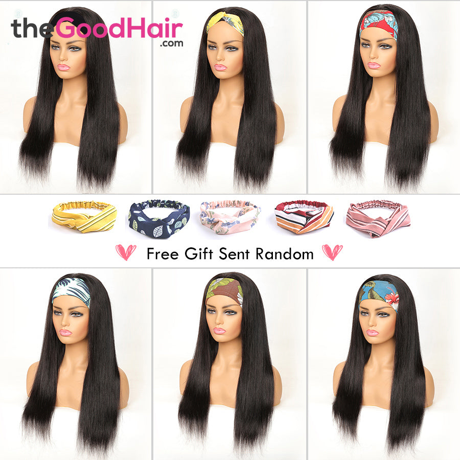 Straight Headband Wig Virgin Human Hair(Get Free Headband)