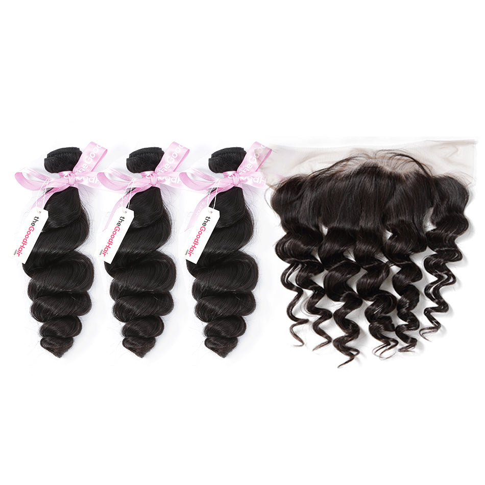 7A 3 Bundles Brazilian Hair With Frontal Loose Wave