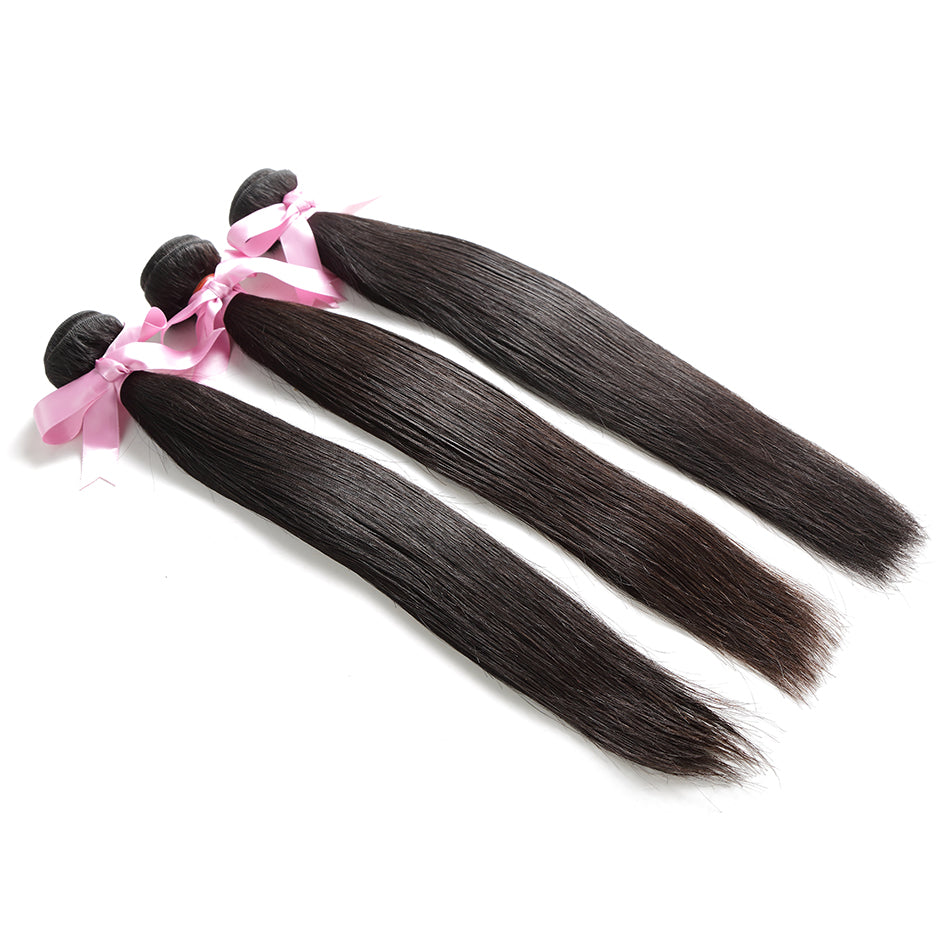 7A 3 Bundles Hair Weave Brazilian Hair With Lace Closure Straight