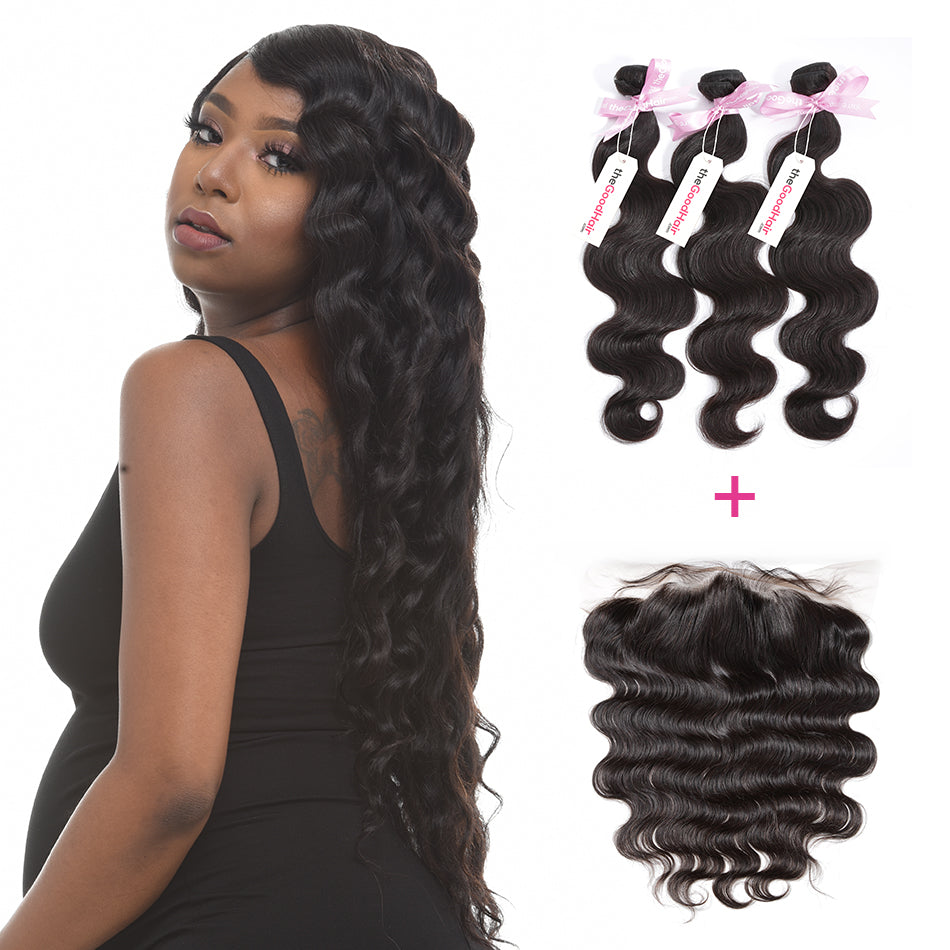 7A 3 Bundles Brazilian Hair With Frontal Body Wave