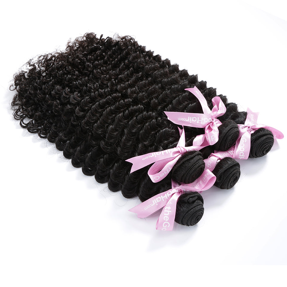 7A 3 Bundles Brazilian Hair With Frontal Deep Curly
