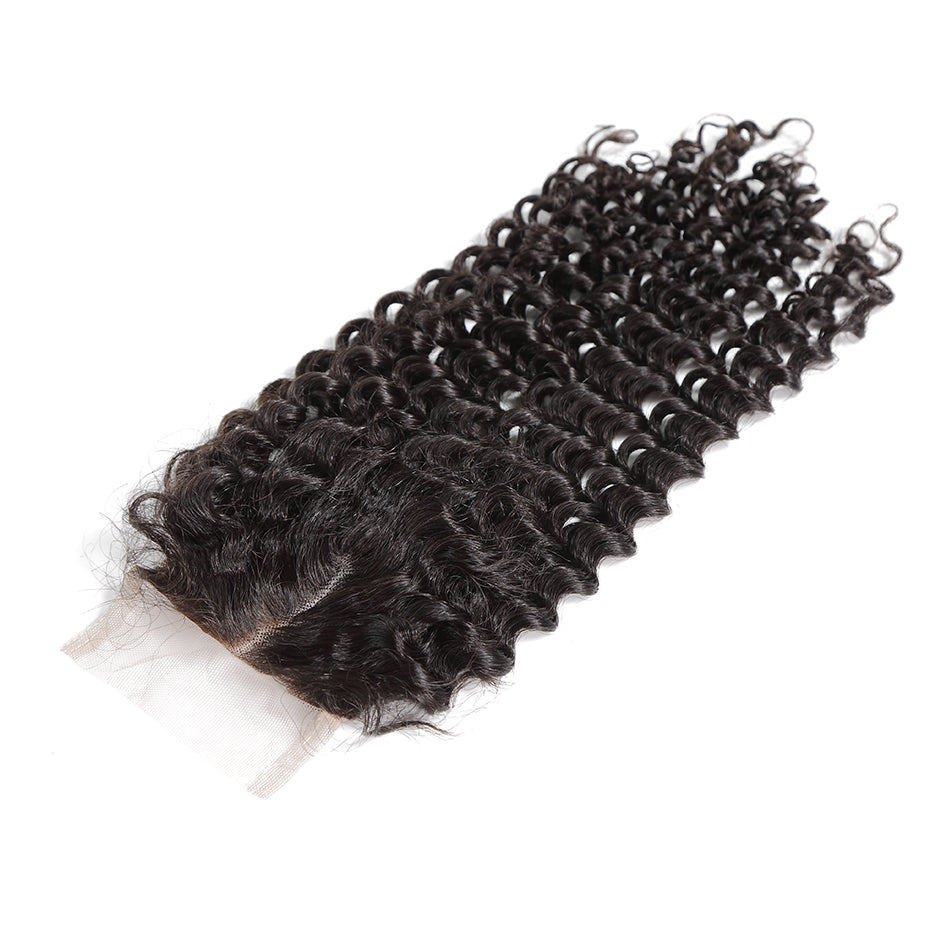 7A 3 Bundles Hair Weave Brazilian Hair With Lace Closure Deep Curly