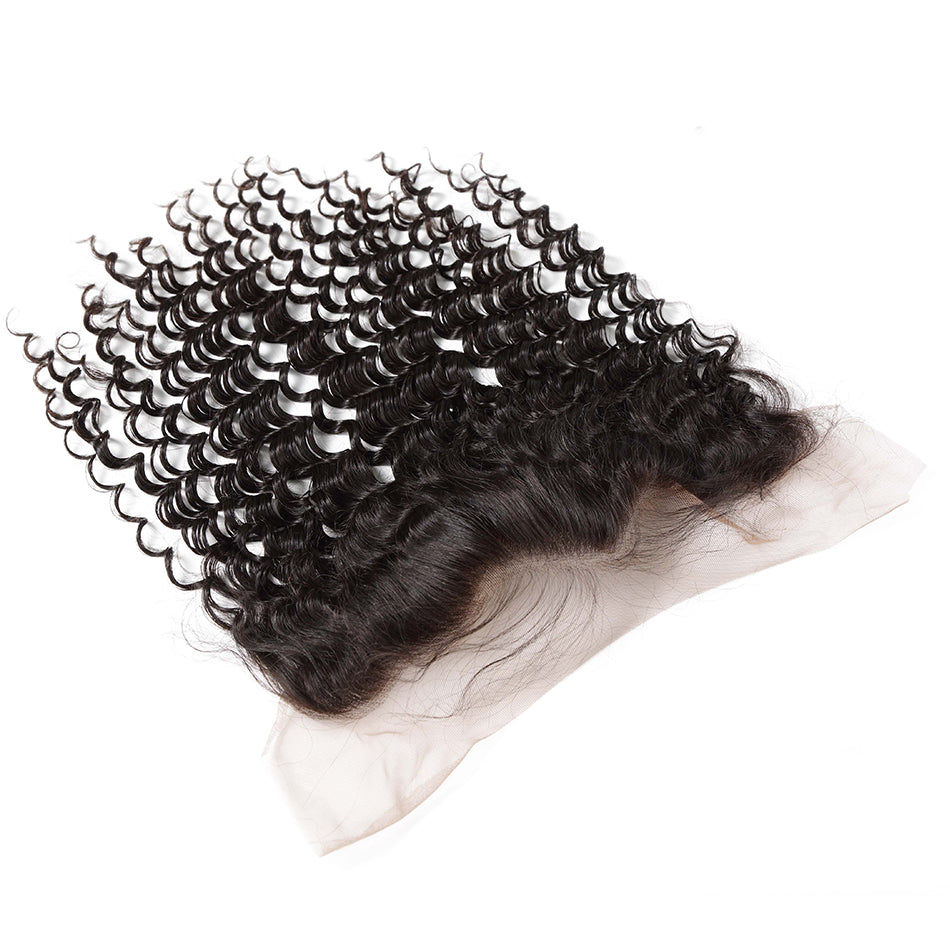 7A 3 Bundles Brazilian Hair With Frontal Deep Curly