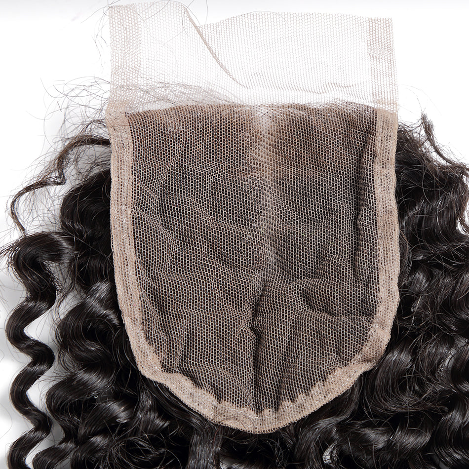 7A 3 Bundles Hair Weave Brazilian Hair With Lace Closure Deep Curly