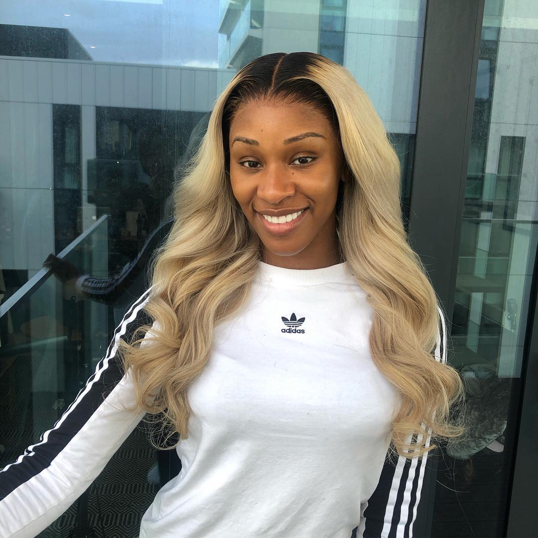 #1B/613 blonde body wave lace front wig human virgin hair