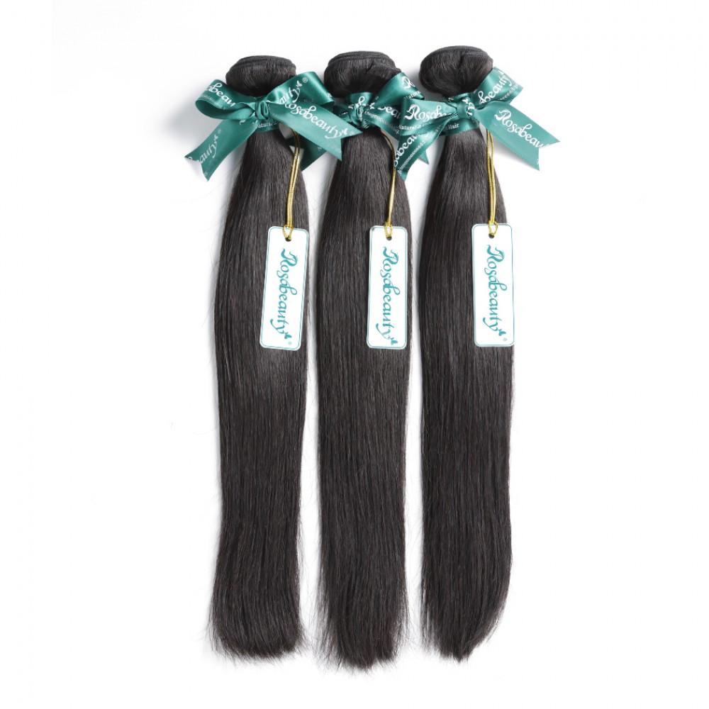 7A 3 Bundles Hair Weave Brazilian Hair With Silk Base Closure Straight