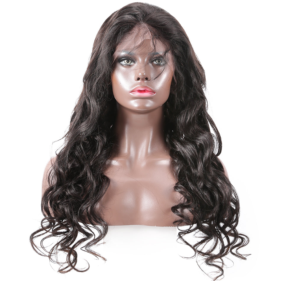 Pre bleached knots best virgin human hair full lace wig loose wave