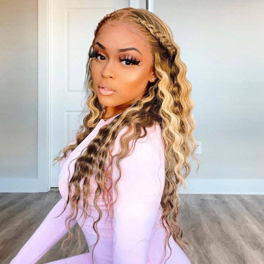 T Part Lace Straight Blonde Hair Highlight Wig Lace Frontal Wig