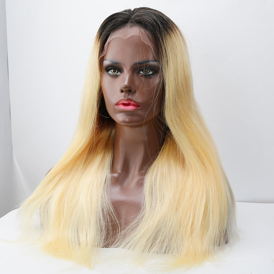 #1B/613 blonde straight lace front wig human virgin hair