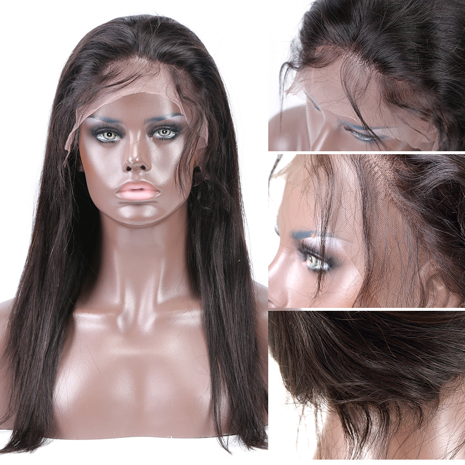 Pre bleached knots best virgin human hair full lace wig straight