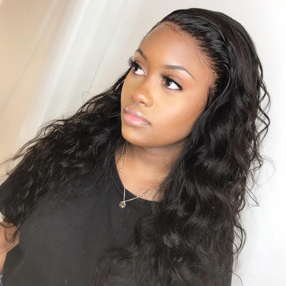 250% High density frontal lace wig pre plucked body wave