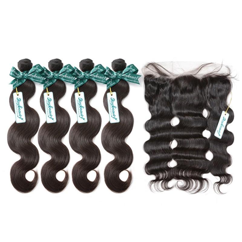 7A 4 Bundles Brazilian Hair With Frontal Body Wave
