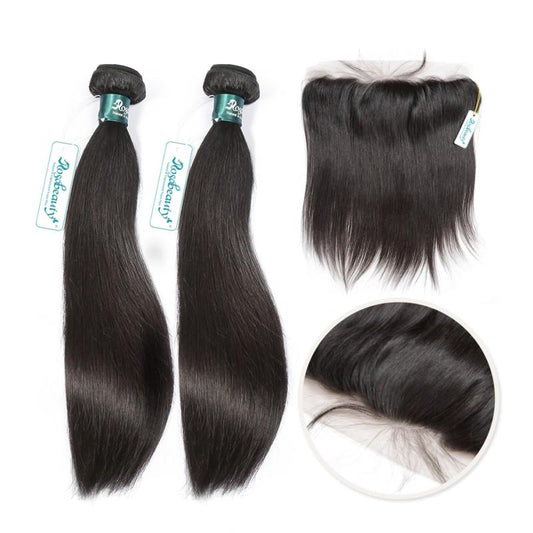 7A 2 Bundles Brazilian Hair with Frontal Straight