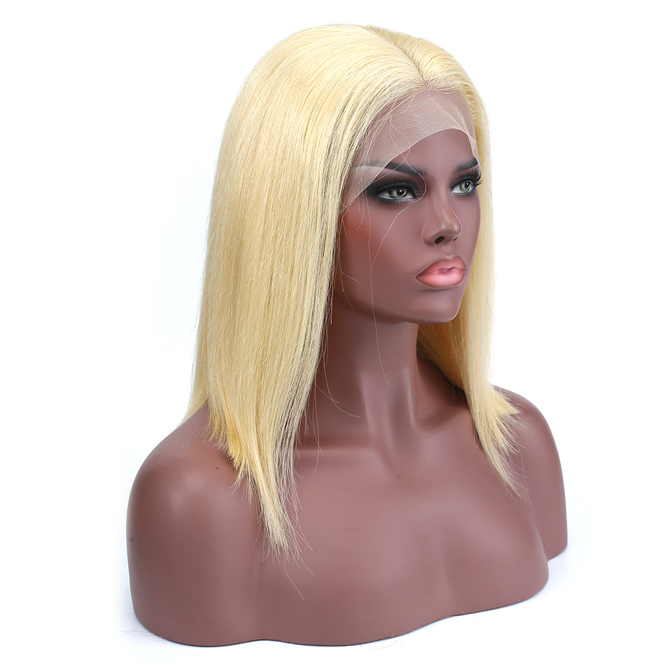 Straight #613 blonde bob wig silky blunt cut frontal wig