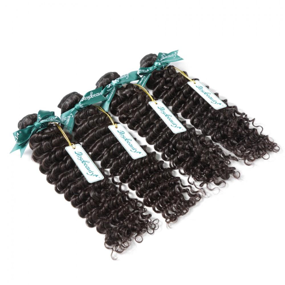 7A 4 Bundles Hair Weave Brazilian Hair With Silk Base Closure Deep Wave