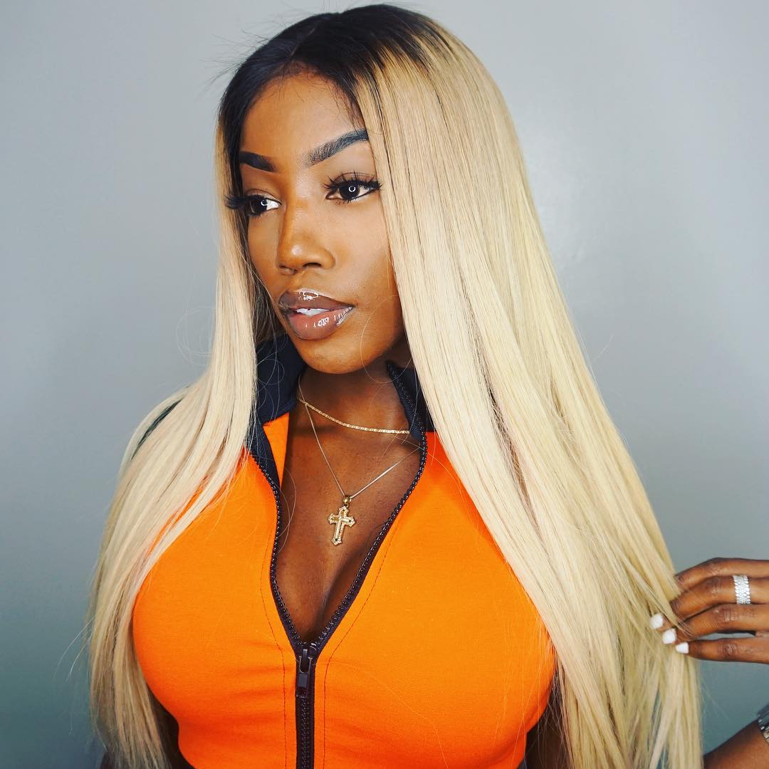#1B/613 blonde straight lace front wig human virgin hair