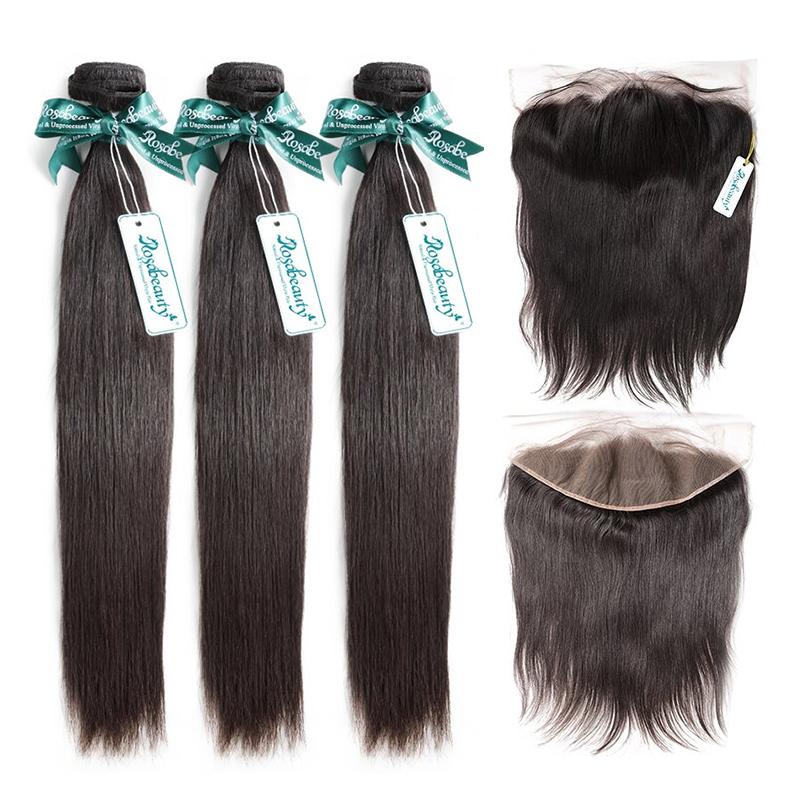 7A 3 Bundles Brazilian Hair with 13x6 Frontal Straight
